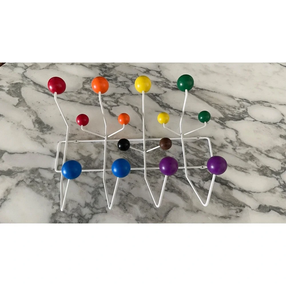Eames‎ Hang-it-all (Eames Pride) White Frame, Solid Wood Rainbow Spheres Hooks